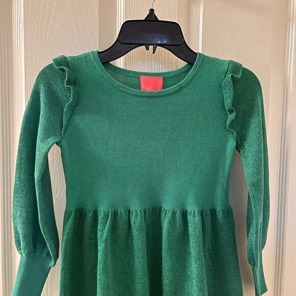 Lilly Pulitzer Caila Sweater Dress Botanical Green Metallic Girls S (4-5) NWT - Picture 2 of 11